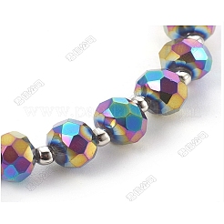 Гальванизированные стеклянные бусины эластичные браслеты для женщин и мужчин. rondelle&nbsp;BJEW-PH01898