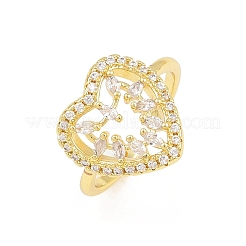 Манжеты из латуни с микро паве кубический цирконий для женщин RJEW-Z113-43G