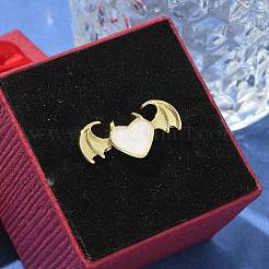 Эмалевые кольца для пальцев в форме сердца с крыльями RJEW-G337-05G-02