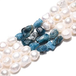 Натуральные апатитовые самородки и нити из натурального культивированного пресноводного жемчуга PEAR-N023-01A-09