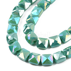 Гальванизировать непрозрачные сплошной цвет стеклянные бусы пряди EGLA-N002-43-05