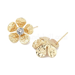 Фурнитура для сережек-гвоздиков из цветочной латуни с микропаве из кубического циркония KK-M326-08G