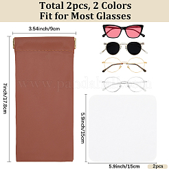 2шт 2-цветный прямоугольный чехол для очков из искусственной кожи&nbsp;ABAG-CN0001-22