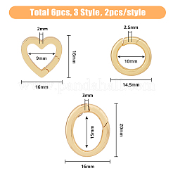 6 шт. 3 стиля латунных пружинных затворных колец KK-HY0002-87
