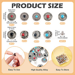 36 шт. 9-х стилевых декоративных заклепок из сплава BUTT-SW0001-02