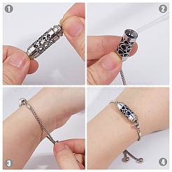 2 сумка 2-х цветных браслетов-слайдеров из нержавеющей стали&nbsp;BJEW-FH0001-11