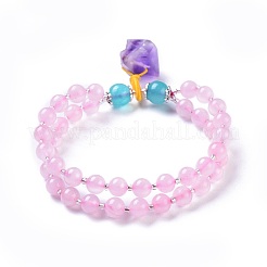 Браслеты с подвесками из натурального розового кварца BJEW-I260-16