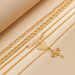 Сердце крест слово сплав кристалл горный хрусталь кулон многослойные ожерелья для женщин FS-WGC39BB-01