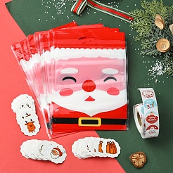 Рождественская тема прямоугольник пластиковый замок на молнии сумки для хранения конфет OPP-FS0001-11