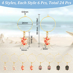 6 комплект эмалевых подвесок для бокалов для вина AJEW-HY0001-49