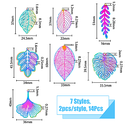 14 шт. 7 стиля 201 нержавеющая сталь филигранные большие подвески FIND-FH0007-86
