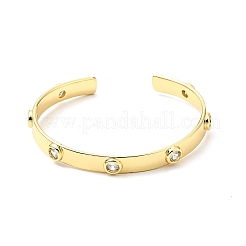 Прозрачный кубический цирконий плоский круглый открытый браслет-манжета BJEW-J165-07G