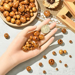 60шт круглые бусины из натурального дерева&nbsp;WOOD-YW0001-58A