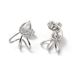 Латунь горный хрусталь серьги EJEW-Z021-43P