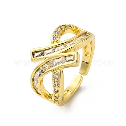 Манжеты из латуни с микро паве кубический цирконий для женщин RJEW-U053-03G