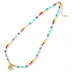 Пляжные красочные подвески в виде сердечек из стеклянных бусин и сплава для женщин.&nbsp;NM2683