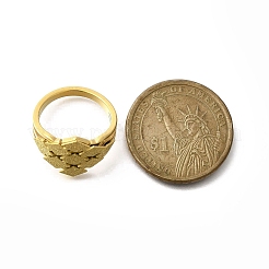 Кольцо из нержавеющей стали 304 с текстурированным ромбом для женщин&nbsp;RJEW-L126-06B-G