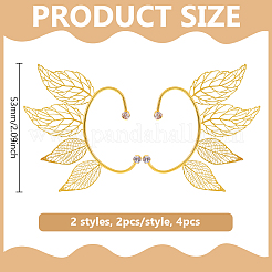 4 шт. 2 стиля латунных сережек-манжет&nbsp;EJEW-HY0001-47G