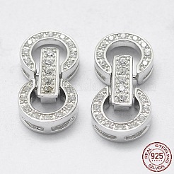 Застежки для часов из стерлингового серебра с родиевым покрытием и кубическим цирконием STER-F037-124P