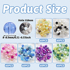 360шт 6 цвета стеклянные бусины&nbsp;GGLA-TA0002-07