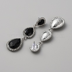 Серьги-пусеты со стразами и стеклянными каплями EJEW-WH0009-99C