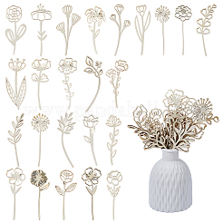 24 шт. 5 стиля необработанных деревянных цветочных украшений своими руками для праздничного искусства&nbsp;WOOD-FH0002-47