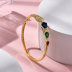 Браслеты с подвесками из латуни с микропаве из кубического циркония&nbsp;BJEW-H624-01G