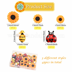 45шт 5 стиля непрозрачные кабошоны из смолы&nbsp;CRES-YW0001-36