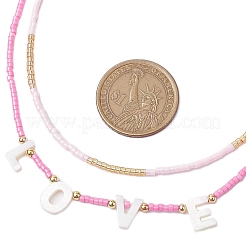 Двухслойные ожерелья и многорядные браслеты из стеклянных бусин SJEW-MZ00006