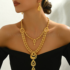 Винтажные комплекты из полых каплевидных серег и ожерелий из сплава Ближнего Востока для женщин OS1122