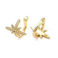 Серьги-каффы из латуни с микропаве и кубическим цирконием&nbsp;EJEW-C086-13G