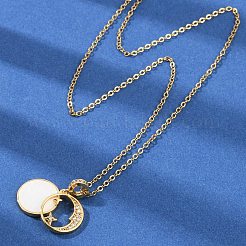 Подвеска из латуни с микропаве из кубического циркония «солнце и звезда» для женщин NJEW-C076-08G