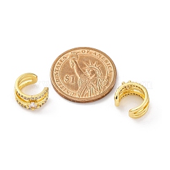 Серьги-каффы из латуни с микропаве из прозрачного кубического циркония EJEW-H147-05G