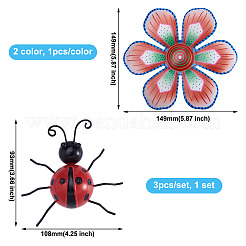 3d железный цветок и божья коровка большие подвески AJEW-CF0001-19
