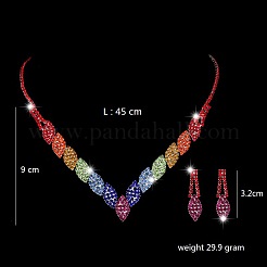 Ожерелья из сплава конский глаз со стразами и серьги-гвоздики FS-WG777BF-01