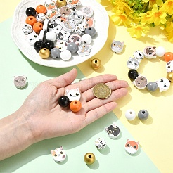 16 стиль печатных деревянных бусин&nbsp;WOOD-YW0001-71