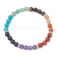 Браслеты из натуральных смешанных драгоценных камней с чакрами для женщин&nbsp;BJEW-JB13200-01