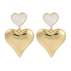 Серьги-гвоздики в форме сердца из латуни с покрытием стойки EJEW-P277-12G
