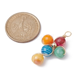 Ограненные круглые подвески из натурального агата PALLOY-JF02232