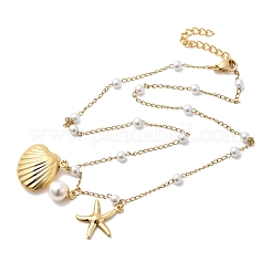 Женские ожерелья с подвеской в форме морской звезды из нержавеющей стали 304 NJEW-F356-02G