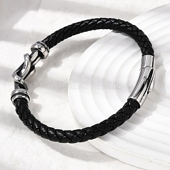 Плетеные браслеты из кожаного шнура из микрофибры&nbsp;BJEW-A092-01B-AS