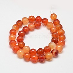 Круглые натуральный красный агат бисера пряди G-M257-10mm-26