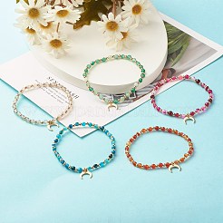 Натуральный агат и полосатый агат круглые бусины эластичный браслет BJEW-JB07295