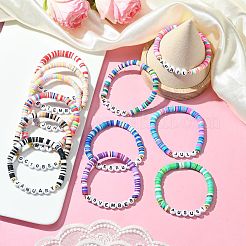Наборы женских эластичных браслетов из полимерной глины и акриловых бусин на 12 месяц BJEW-SW00142