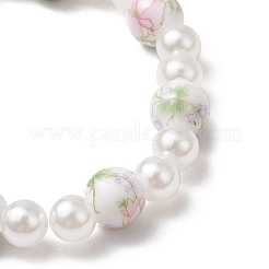 АБС-пластик имитация жемчуга круглые бусины эластичные браслеты для женщин BJEW-JB11606-03