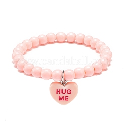 6шт 6 цвета ярких акриловых круглых браслетов из бисера стрейч набор BJEW-JB08985