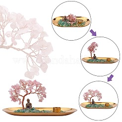 Натуральный розовый кварц с крошкой зеленого авантюрина с латунным держателем для курильницы&nbsp;DJEW-G027-19RG-03