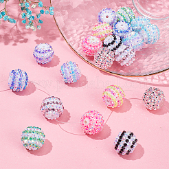 20шт 10 цвета смоляные бусины со стразами&nbsp;RESI-CA0001-58