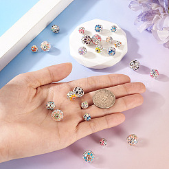 24 шт. 3 стиля круглых латунных бусин со стразами&nbsp;KK-TA0003-25