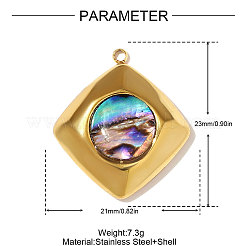 Подвески из ракушек пауа из нержавеющей стали 304&nbsp;STAS-OY008-91G